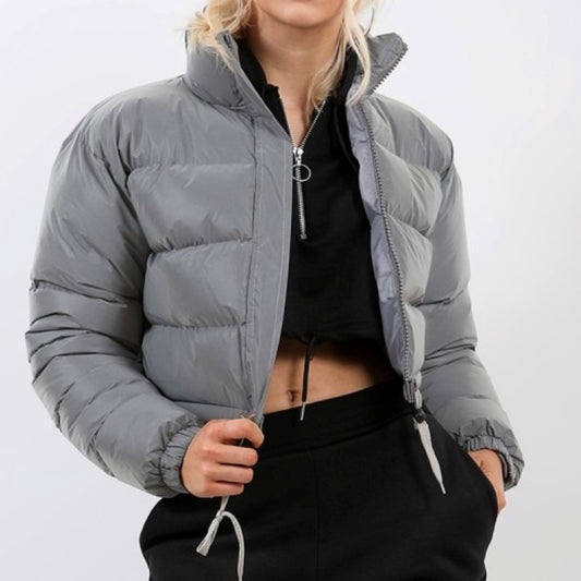 Reflective Cropped Puffer Jacket